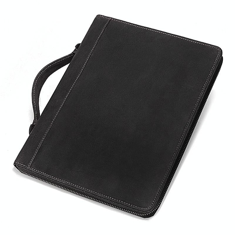 Black Leather Business Handbag for Computer Protection