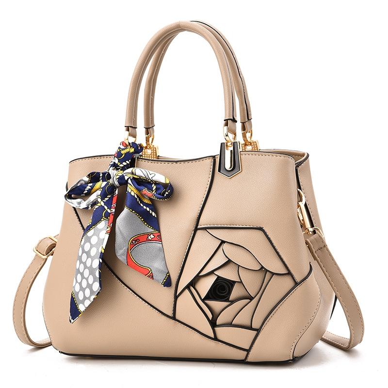 Carved Ladies Handbag - 3d Design - Khaki