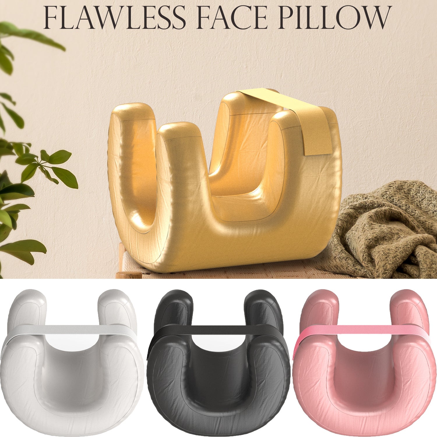 White Beauty Sleep Pillow - Contoured Memory Foam Pillow for Face & Neck Support